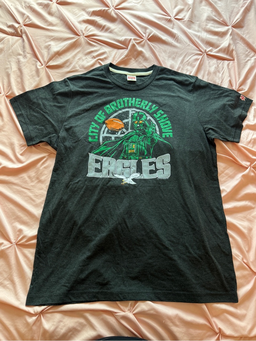 HOMAGE Black Tee with Green and Gray Eagles Graphic